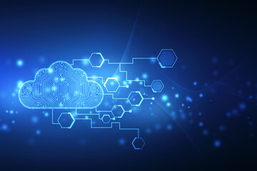 2d illustration of  Cloud computing, Cloud computing and Big data concept, Cloud computing technology internet concept background