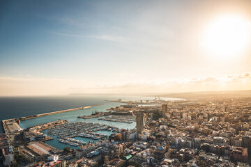 Alicante is one of the largest centers of tourism of Spain/visible sea port and yachts in the seaside city of Alicante touristic