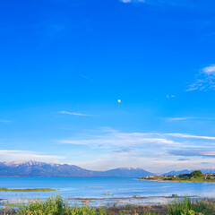 Square Picturesque Utah lake shore panorama day light