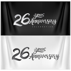 26th Anniversary Celebration Logotype. Anniversary handmade Calligraphy. Vector design for invitation card, banner and greeting card