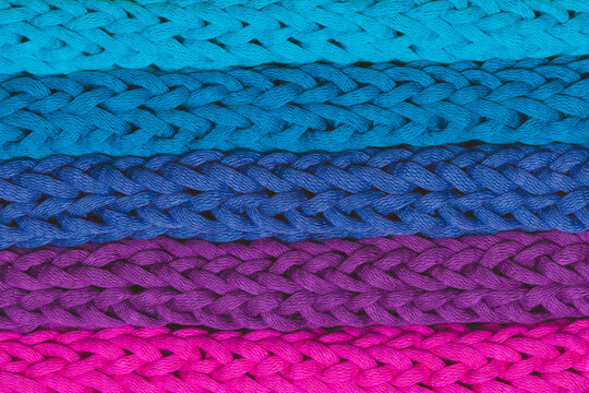 Top view staraight rows of knitted patern