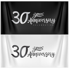 30th Anniversary Celebration Logotype. Anniversary handmade Calligraphy. Vector design for invitation card, banner and greeting card