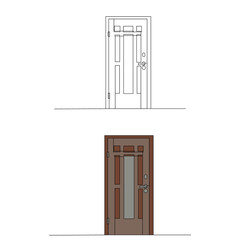  isolated, doors closed drawing in one continuous line, sketch