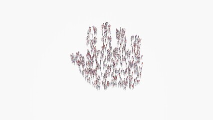 3d rendering of crowd of people in shape of symbol of allergies on white background isolated