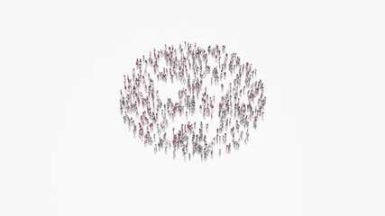 3d rendering of crowd of people in shape of symbol of angry on white background isolated