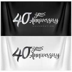 40th Anniversary Celebration Logotype. Anniversary handmade Calligraphy. Vector design for invitation card, banner and greeting card