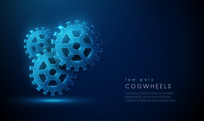 Abstarct low poly composition of cog wheels