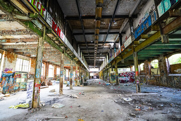 Lost place colored with graffiti