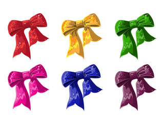 bow of of different colors  
isolated on a white background