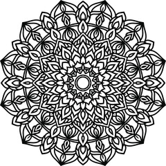 Circular pattern mandala art decoration elements for meditation poster, adult coloring book page, tattoo, henna, mehndi
