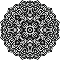 Circular pattern mandala art decoration elements for meditation poster, adult coloring book page, tattoo, henna, mehndi
