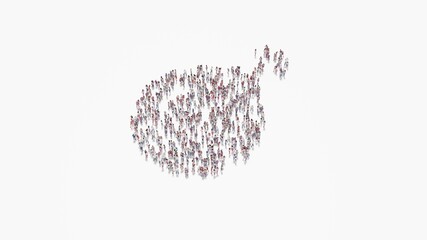 3d rendering of crowd of people in shape of symbol of bomb on white background isolated © Destrosvet