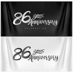 86th Anniversary Celebration Logotype. Anniversary handmade Calligraphy. Vector design for invitation card, banner and greeting card