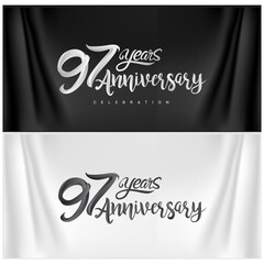 97th Anniversary Celebration Logotype. Anniversary handmade Calligraphy. Vector design for invitation card, banner and greeting card