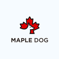 Maple dog logo. canada icon