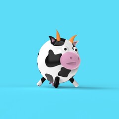 3d rendered illustration cute cow with smile