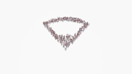 3d rendering of crowd of people in shape of symbol of connection  on white background isolated