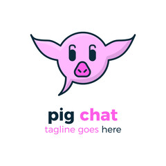 pig chat logo vector design illustration icon 