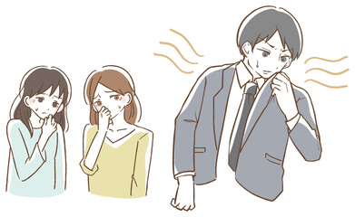 体臭くさい　男性　イラスト