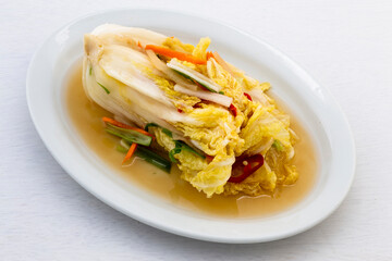 Korean traditional food water kimchi which is called Baek-kimchi