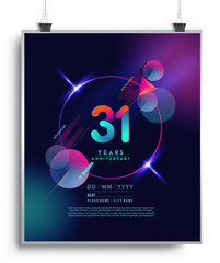 31st Years Anniversary Logo with Colorful Abstract Geometric background, Vector Design Template Elements for Invitation Card and Poster Your Birthday Celebration.