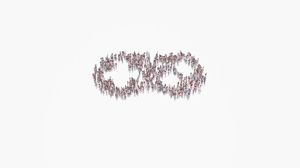 3d rendering of crowd of people in shape of symbol of gamepad on white background isolated