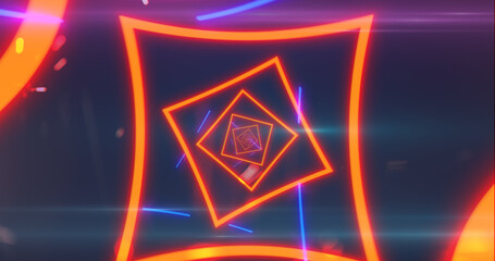 Naklejka premium Abstract neon retro pop 80s square background with lens flares and glow