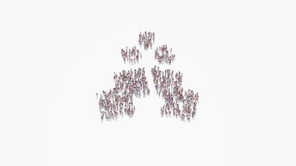 3d rendering of crowd of people in shape of symbol of holly berry on white background isolated