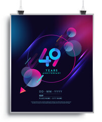 49th Years Anniversary Logo with Colorful Abstract Geometric background, Vector Design Template Elements for Invitation Card and Poster Your Birthday Celebration.