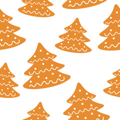 Seamless pattern Christmas tree cookie vector illustration