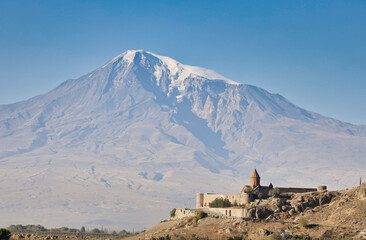 Naklejka na ściany i meble The Monastery Chor Virap, near the Mountain Ararat, Armenia, Asia