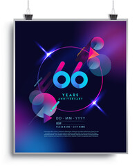 66th Years Anniversary Logo with Colorful Abstract Geometric background, Vector Design Template Elements for Invitation Card and Poster Your Birthday Celebration.