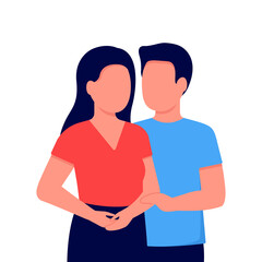 Fototapeta premium Abstract young couple man and woman. Relationship. Family communication together. Vector on white background