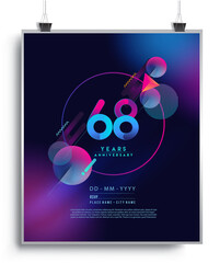 68th Years Anniversary Logo with Colorful Abstract Geometric background, Vector Design Template Elements for Invitation Card and Poster Your Birthday Celebration.