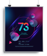73rd Years Anniversary Logo with Colorful Abstract Geometric background, Vector Design Template Elements for Invitation Card and Poster Your Birthday Celebration.