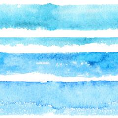 Strepen abstracte blauwe mariene horizontale waterverf die naadloos patroon herhalen