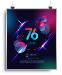 76th Years Anniversary Logo with Colorful Abstract Geometric background, Vector Design Template Elements for Invitation Card and Poster Your Birthday Celebration.