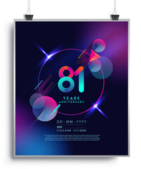 81st Years Anniversary Logo with Colorful Abstract Geometric background, Vector Design Template Elements for Invitation Card and Poster Your Birthday Celebration.