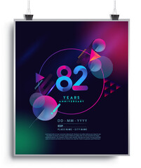 82nd Years Anniversary Logo with Colorful Abstract Geometric background, Vector Design Template Elements for Invitation Card and Poster Your Birthday Celebration.