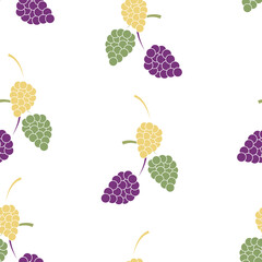Vector seamless pattern of bunches of grapes on a white background.