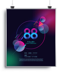 88th Years Anniversary Logo with Colorful Abstract Geometric background, Vector Design Template Elements for Invitation Card and Poster Your Birthday Celebration.