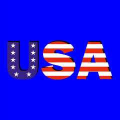 Word USA with american flag