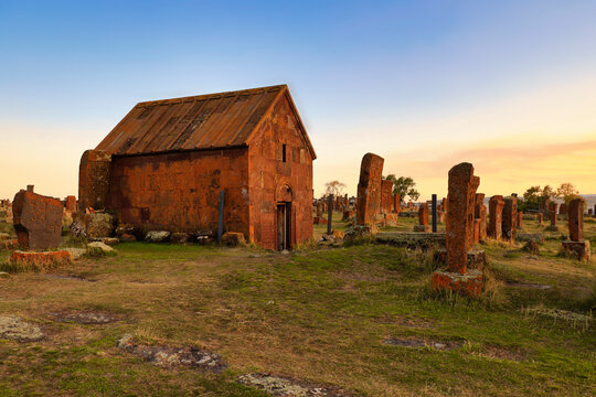 Noratus cemetery at Sevan lake in Armenia, Asia