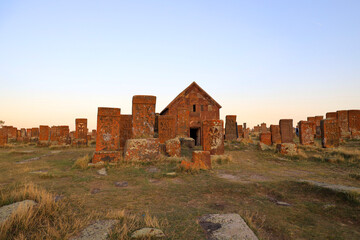 Noratus cemetery at Sevan lake in Armenia, Asia