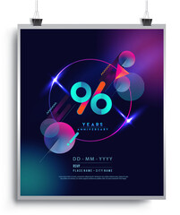 96th Years Anniversary Logo with Colorful Abstract Geometric background, Vector Design Template Elements for Invitation Card and Poster Your Birthday Celebration.
