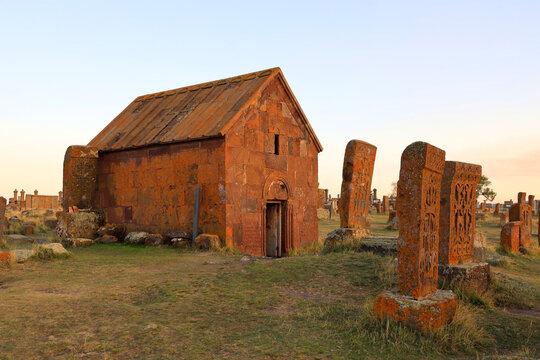 Noratus cemetery at Sevan lake in Armenia, Asia