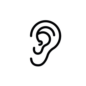 Ear line flat vector icon for mobile application, button and website design. Illustration isolated on white background. EPS 10 design, logo, app, infographic.
