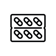 Pill, capsule line flat vector icon for mobile application, button and website design. Illustration isolated on white background. EPS 10 design, logo, app, infographic.