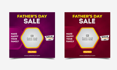 Father's Day Sale promotion poster or banner with Red and Pink Color. Special offer shopping and promotion template for Fathers Day