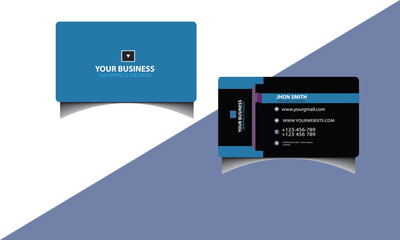 blue and black corporate business card design template.